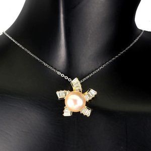 Round Creamy Freshwater Pearl .925 Sterling Silver Necklace